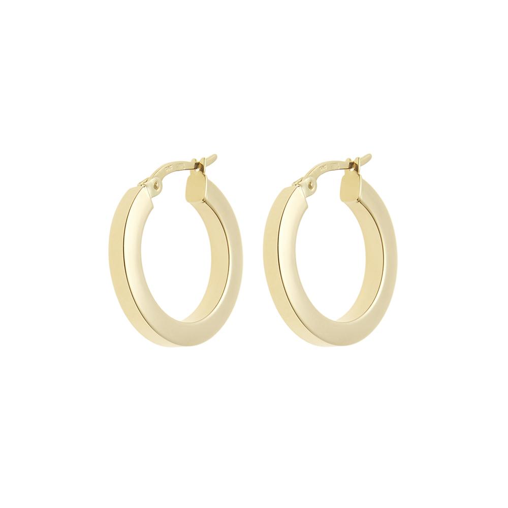 Lightweight Gold Square Hoop Earrings 14ct gold - 21mm