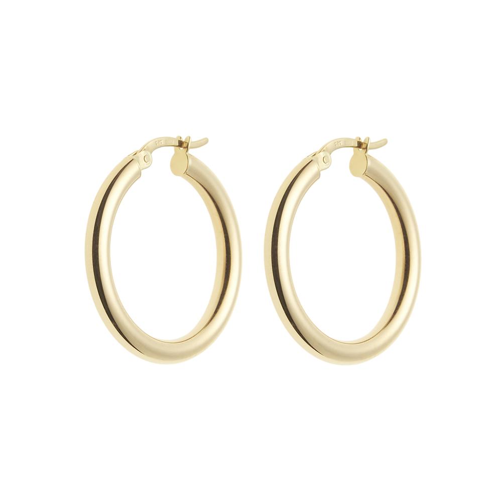 Lightweight Gold Round Hoop Earrings 14ct gold - 25mm