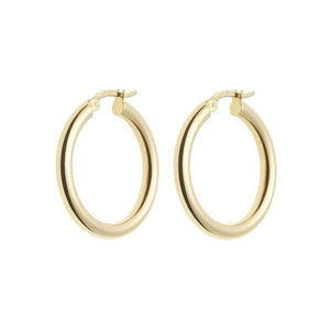 Lightweight Gold Round Hoop Earrings 14ct gold - 25mm