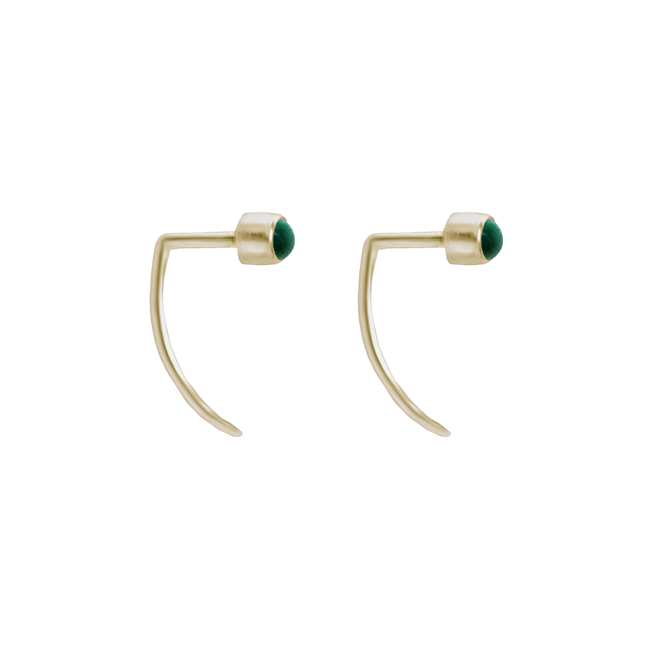 Fireflies Earrings: Malachite 14ct gold