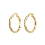 Load image into Gallery viewer, Lightweight Gold Round Hoop Earrings 14ct gold - 25mm faceted
