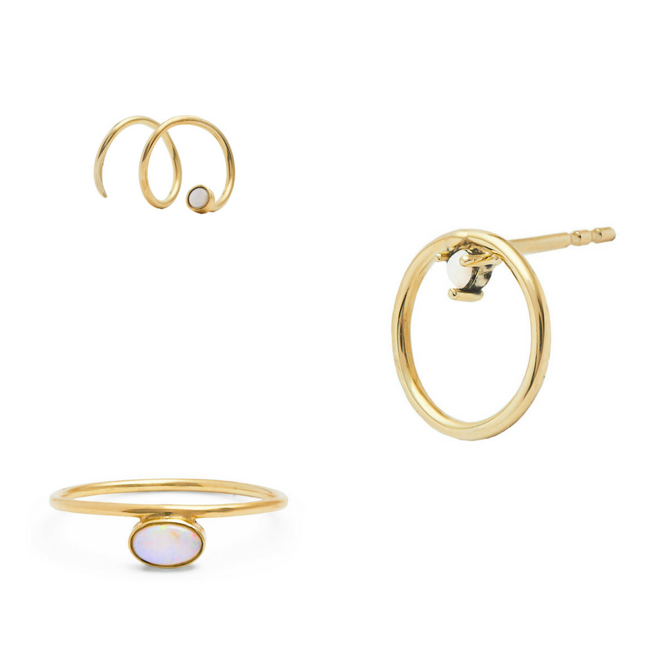 Fireflies Earrings: Opal 14ct gold